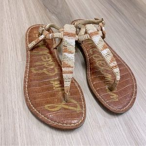 SAM EDELMAN Gail Beaded T-Strap Sandals Thong